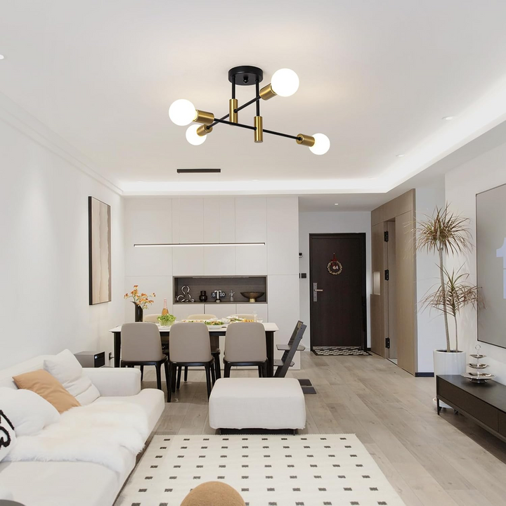 AuroraNord: Lampada da soffitto LED scandinava nera – elegante e luminosa per sala da pranzo e soggiorno