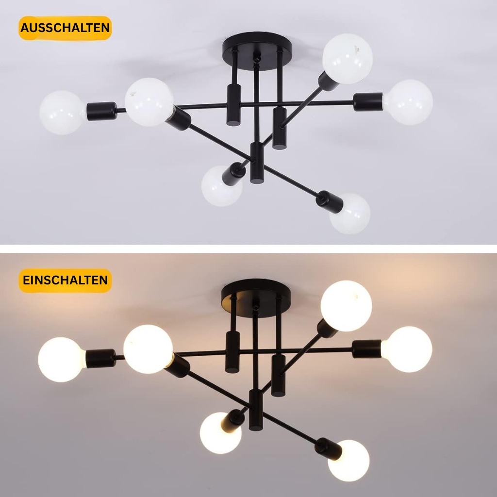 AuroraNord: Lampada da soffitto LED scandinava nera – elegante e luminosa per sala da pranzo e soggiorno