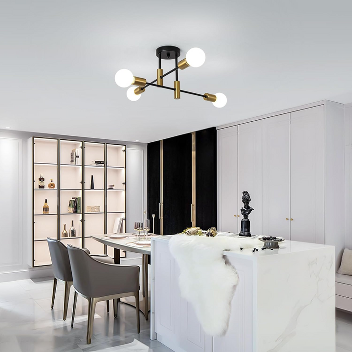 AuroraNord: Lampada da soffitto LED scandinava nera – elegante e luminosa per sala da pranzo e soggiorno