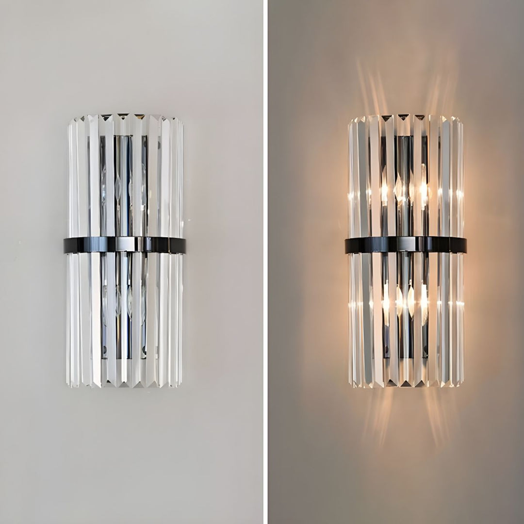 AuroraSteel: Applique in cristallo in acciaio inox moderno – elegante e luminosa per soggiorno e corridoio