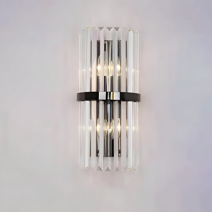 AuroraSteel: Applique in cristallo in acciaio inox moderno – elegante e luminosa per soggiorno e corridoio
