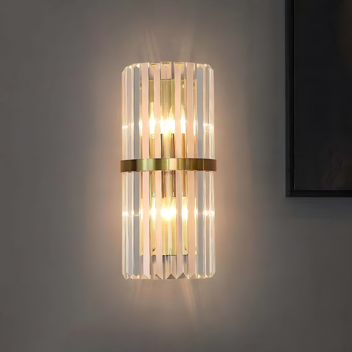 AuroraSteel: Applique in cristallo in acciaio inox moderno – elegante e luminosa per soggiorno e corridoio