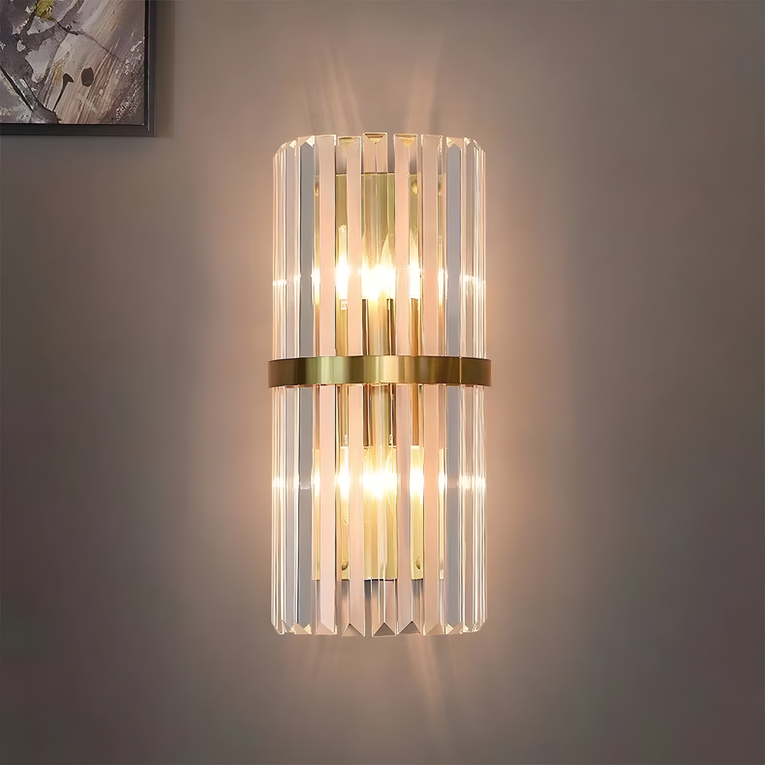 AuroraSteel: Applique in cristallo in acciaio inox moderno – elegante e luminosa per soggiorno e corridoio