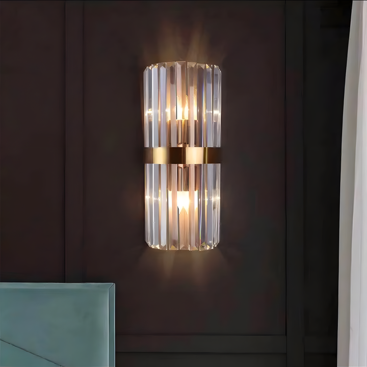 AuroraSteel: Applique in cristallo in acciaio inox moderno – elegante e luminosa per soggiorno e corridoio