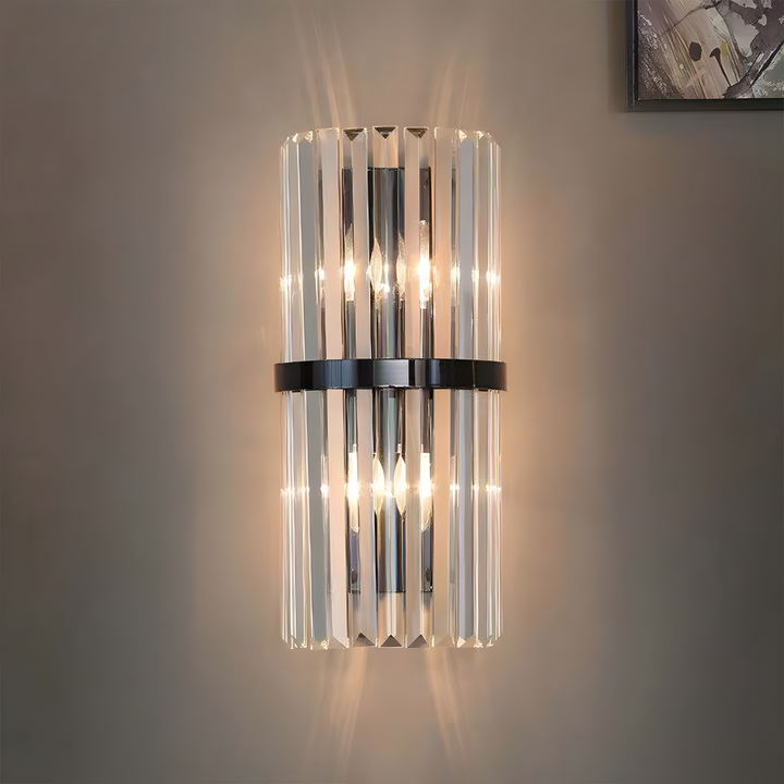 AuroraSteel: Applique in cristallo in acciaio inox moderno – elegante e luminosa per soggiorno e corridoio