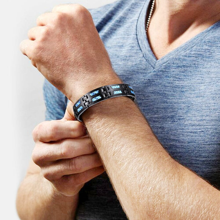 CarbonArmband™ Bracciale Titan in Carbonio Blu