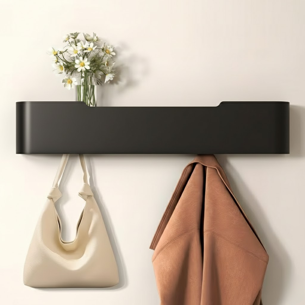 SchlüsselHolz: Appendiabiti da parete – moderno scaffale in legno con ganci, salvaspazio e decorativo per corridoio e camera da letto