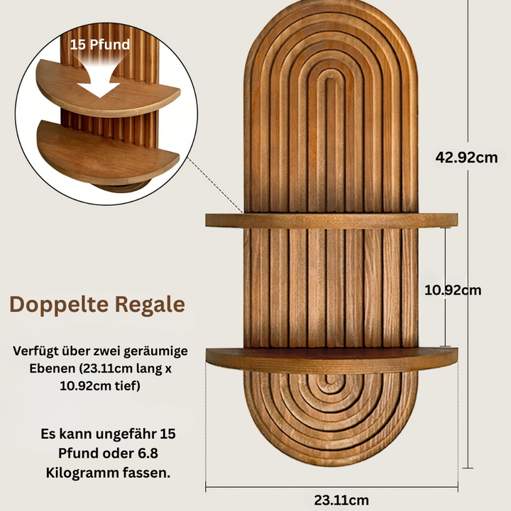 BamRustikal: Mensola da parete a 2 piani in legno – decorativa, sospesa e appesa in stile Boho per piante in soggiorno e camera da letto