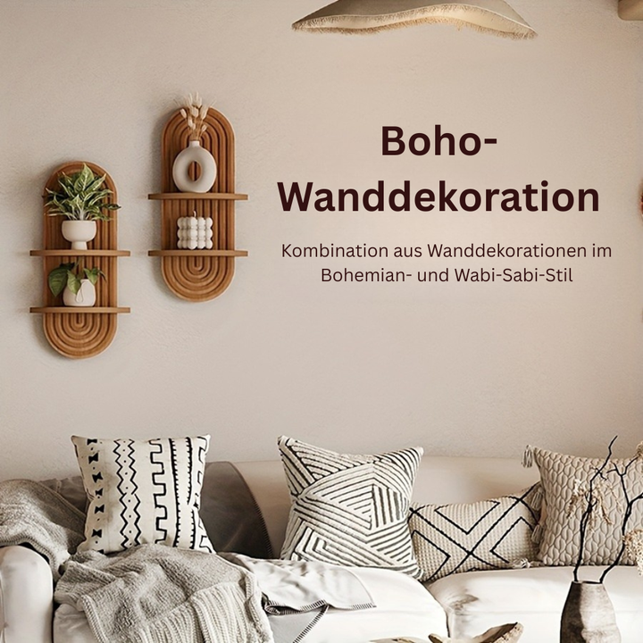 BamRustikal: Mensola da parete a 2 piani in legno – decorativa, sospesa e appesa in stile Boho per piante in soggiorno e camera da letto