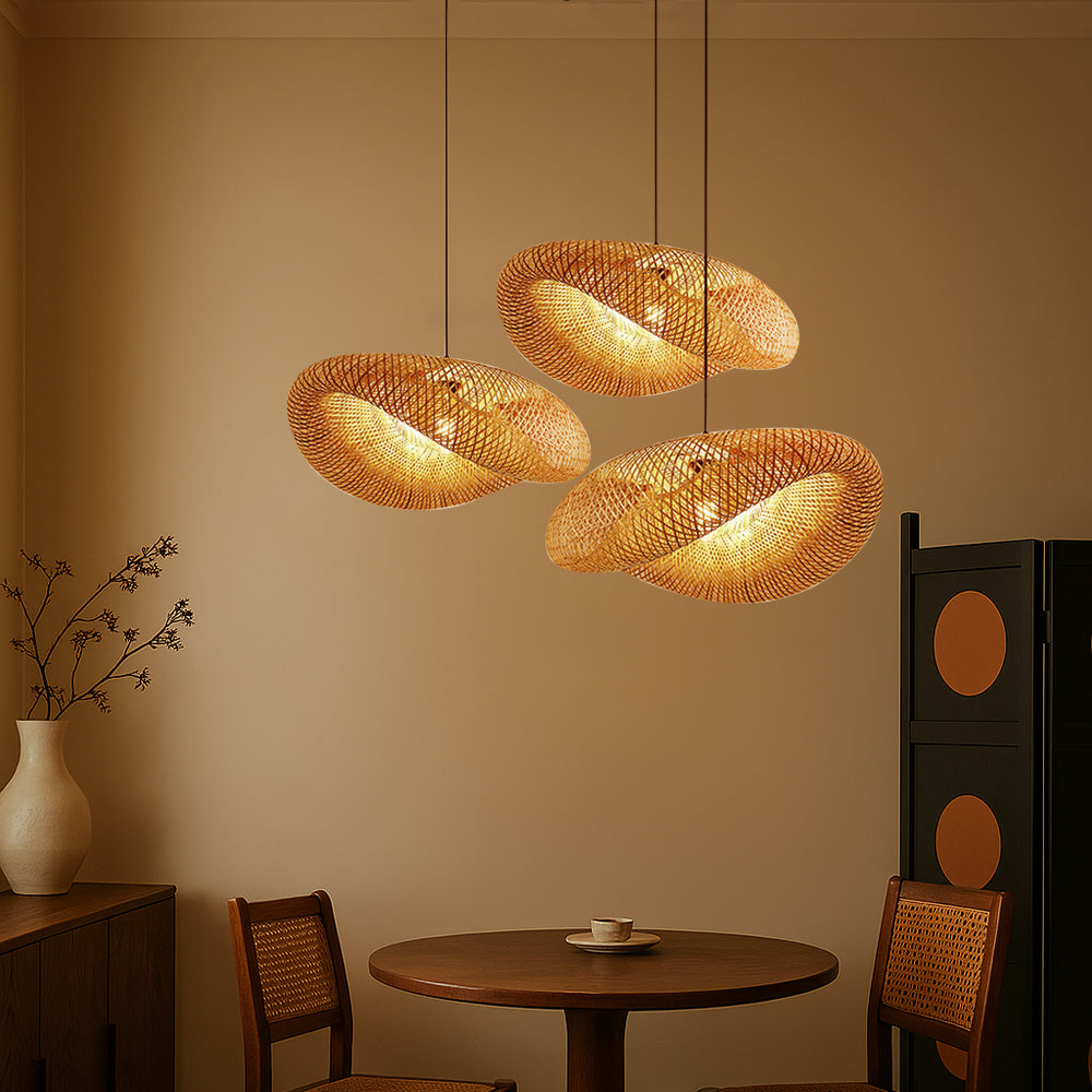 BambuLicht: Lampada a sospensione LED in bambù – Lampada da soffitto naturale per sala da pranzo e soggiorno