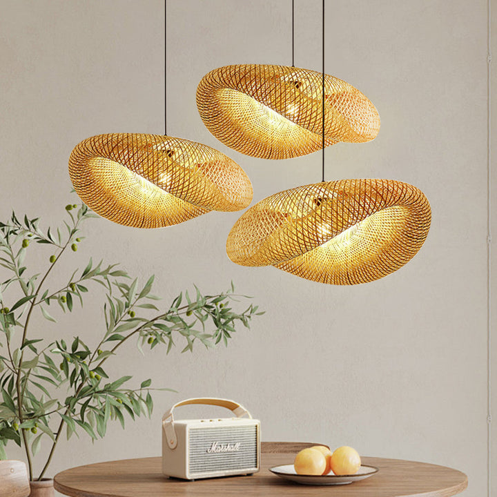 BambuLicht: Lampada a sospensione LED in bambù – Lampada da soffitto naturale per sala da pranzo e soggiorno