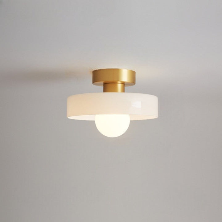 BauLumi: Lampada da soffitto Bauhaus in vetro e ottone – Elegante lampada moderna per soggiorno