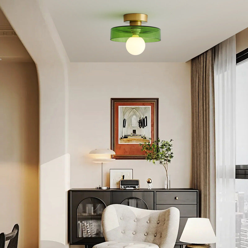 BauLumi: Lampada da soffitto Bauhaus in vetro e ottone – Elegante lampada moderna per soggiorno
