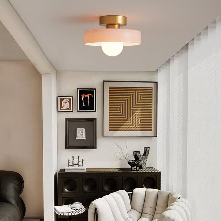 BauLumi: Lampada da soffitto Bauhaus in vetro e ottone – Elegante lampada moderna per soggiorno