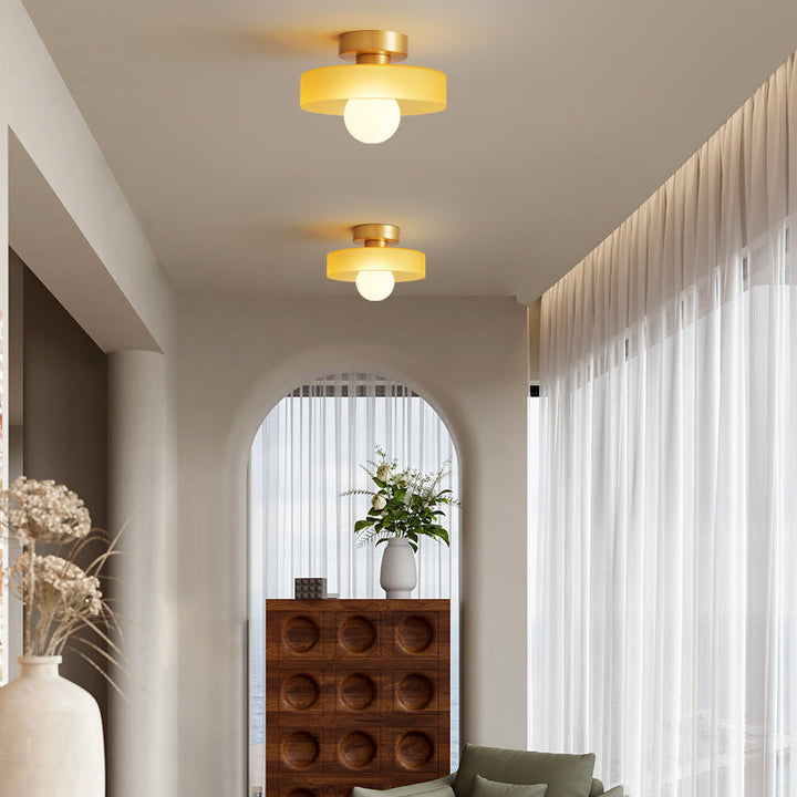BauLumi: Lampada da soffitto Bauhaus in vetro e ottone – Elegante lampada moderna per soggiorno