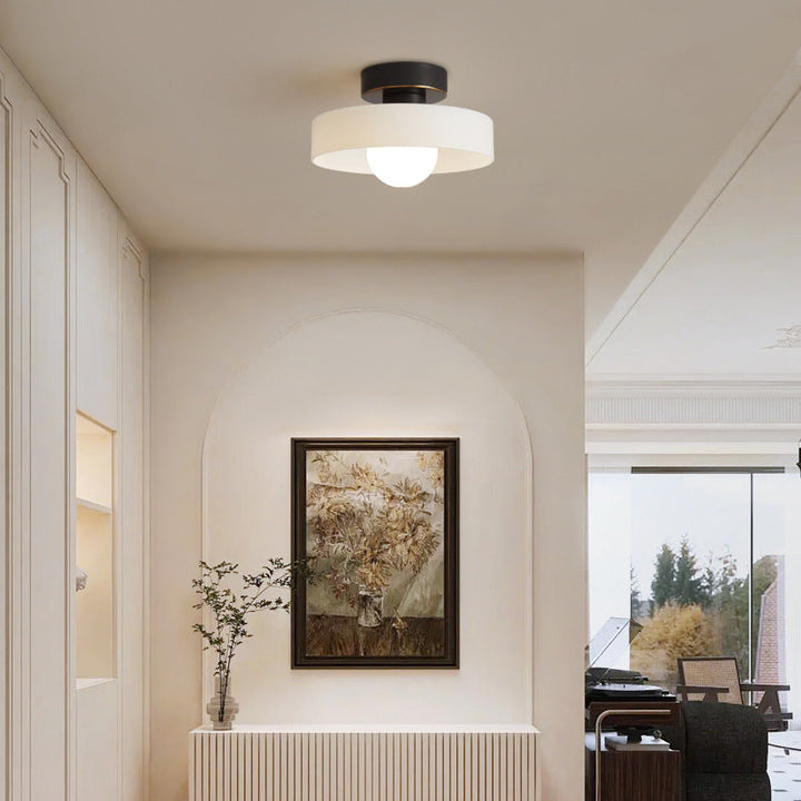 BauLumi: Lampada da soffitto Bauhaus in vetro e ottone – Elegante lampada moderna per soggiorno