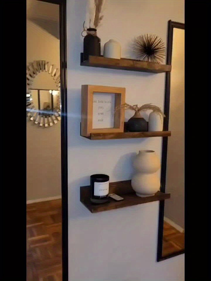 BauernhofHolz: Mensole a muro rustiche – stabili, decorative e sospese con finitura in rovere per soggiorno e camera da letto