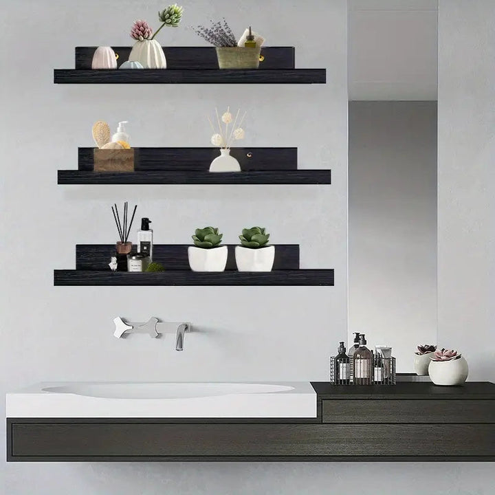 BauernhofHolz: Mensole a muro rustiche – stabili, decorative e sospese con finitura in rovere per soggiorno e camera da letto