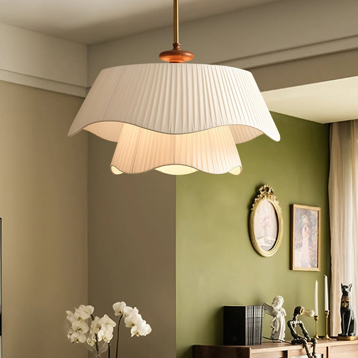 Bellevue: Lampada a sospensione in metallo, vetro e legno con attacco E27 – per soggiorno e sala da pranzo