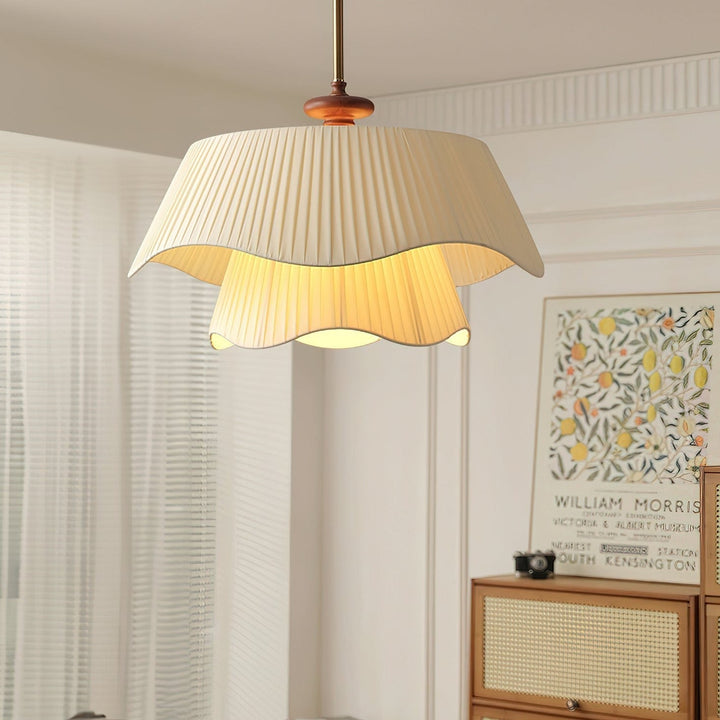 Bellevue: Lampada a sospensione in metallo, vetro e legno con attacco E27 – per soggiorno e sala da pranzo