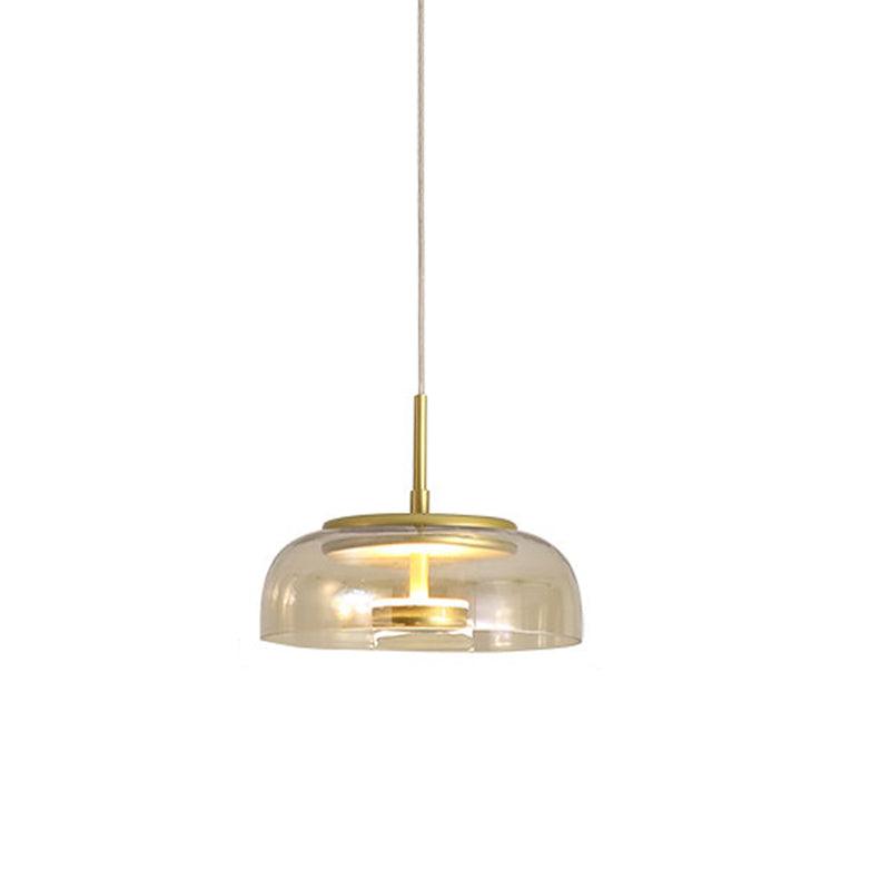 Solara: Lampadario in ottone e vetro con LED integrato – per sala da pranzo e soggiorno