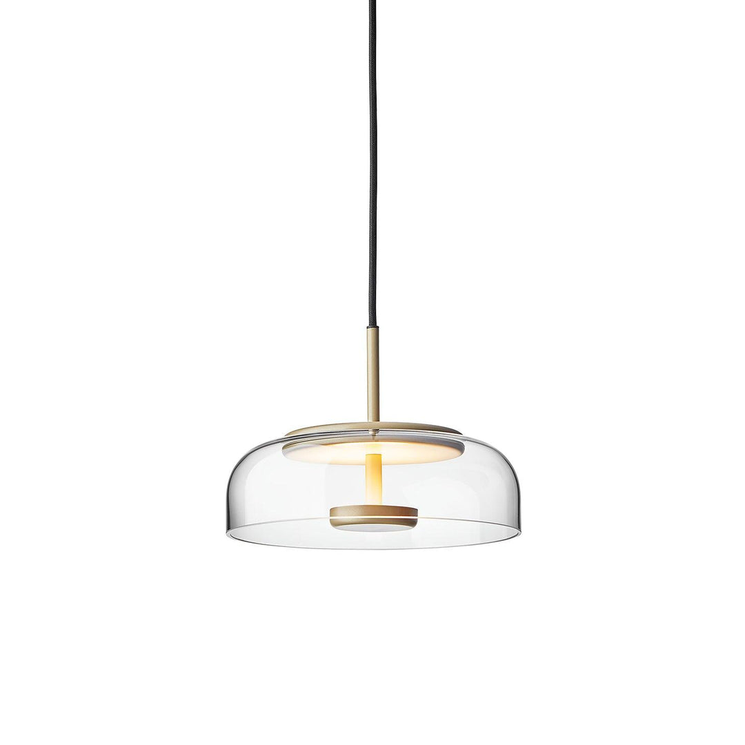 Solara: Lampadario in ottone e vetro con LED integrato – per sala da pranzo e soggiorno