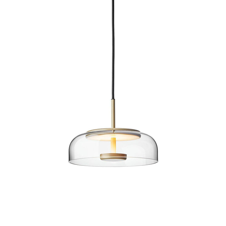 Solara: Lampadario in ottone e vetro con LED integrato – per sala da pranzo e soggiorno