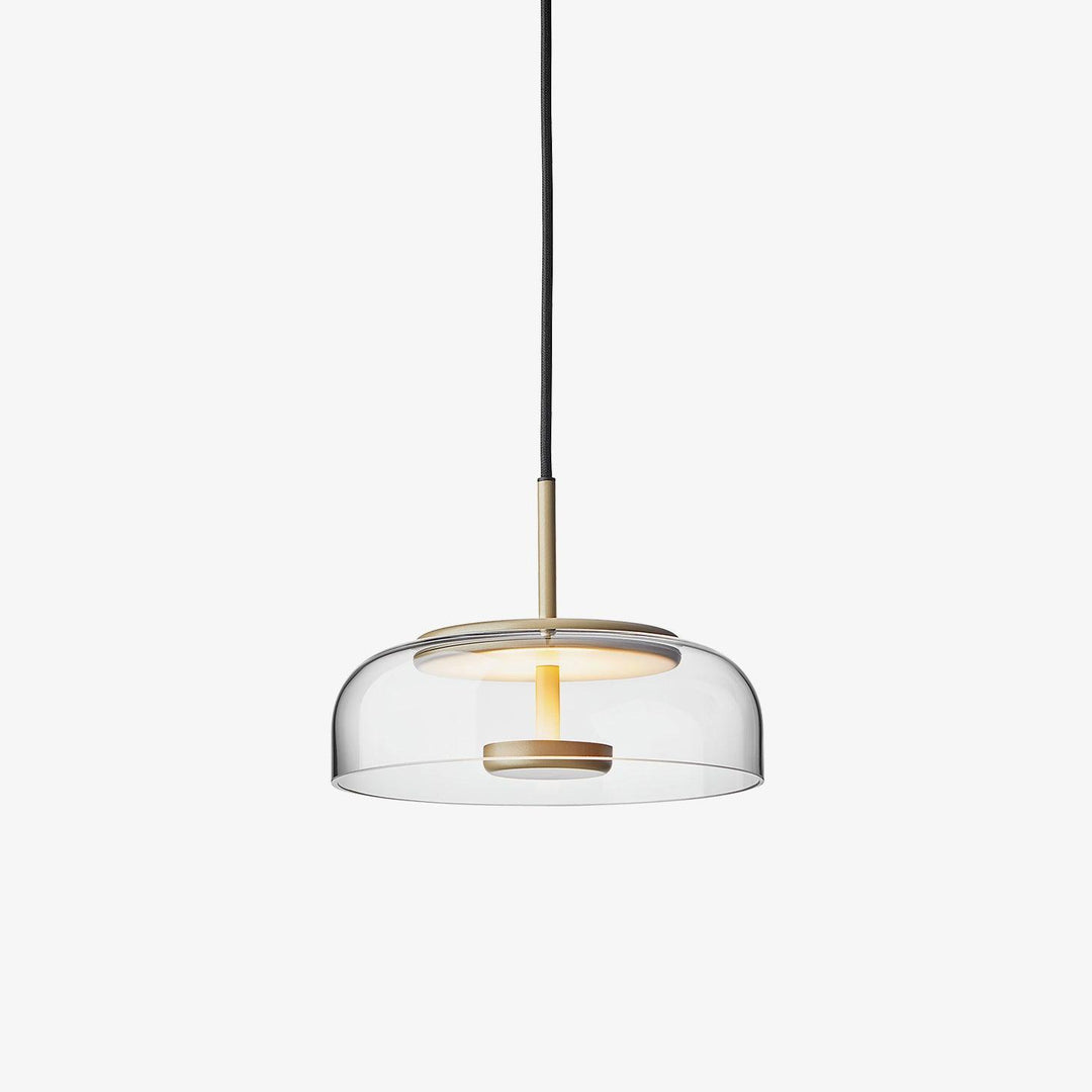 Solara: Lampadario in ottone e vetro con LED integrato – per sala da pranzo e soggiorno