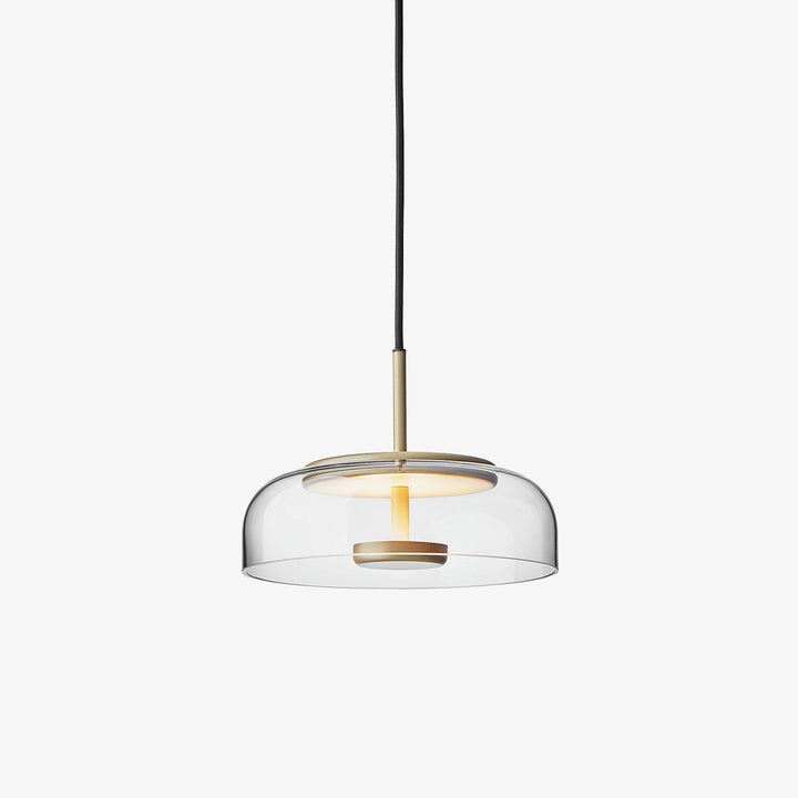Solara: Lampadario in ottone e vetro con LED integrato – per sala da pranzo e soggiorno