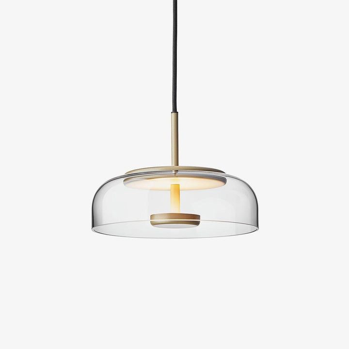 Solara: Lampadario in ottone e vetro con LED integrato – per sala da pranzo e soggiorno