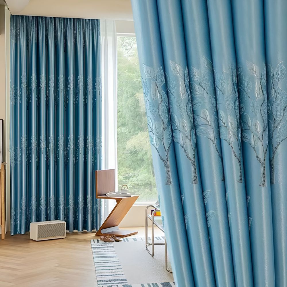 BlattEleganz: Tenda con ricamo a foglie – oscuramento e protezione termica per la camera da letto