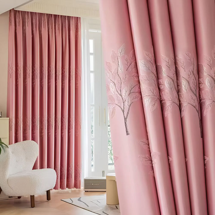 BlattEleganz: Tenda con ricamo a foglie – oscuramento e protezione termica per la camera da letto