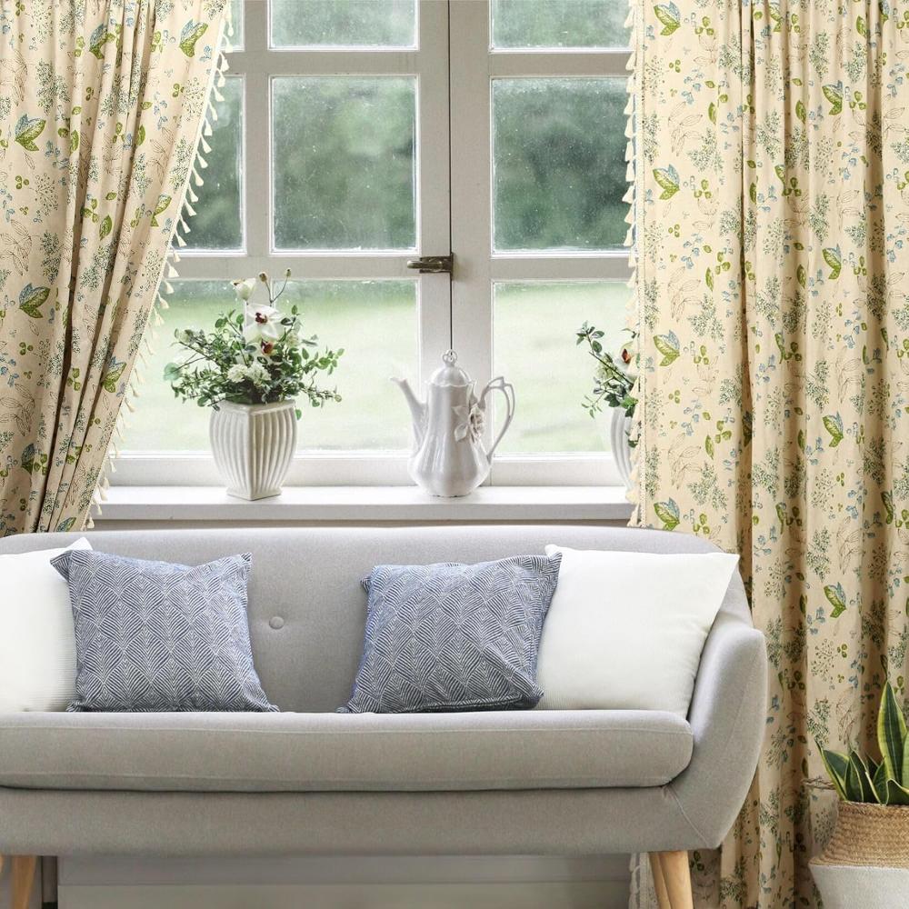 BlumenHauch: Tenda in stile Boho con motivo floreale – decorativa e funzionale per soggiorno e sala da pranzo