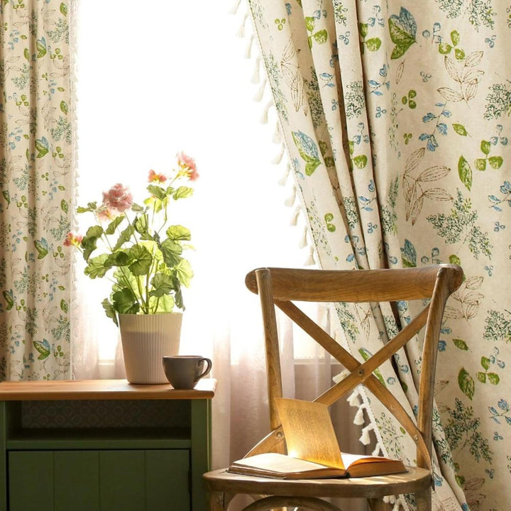 BlumenHauch: Tenda in stile Boho con motivo floreale – decorativa e funzionale per soggiorno e sala da pranzo