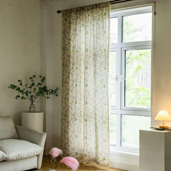 BlumenHauch: Tenda in stile Boho con motivo floreale – decorativa e funzionale per soggiorno e sala da pranzo