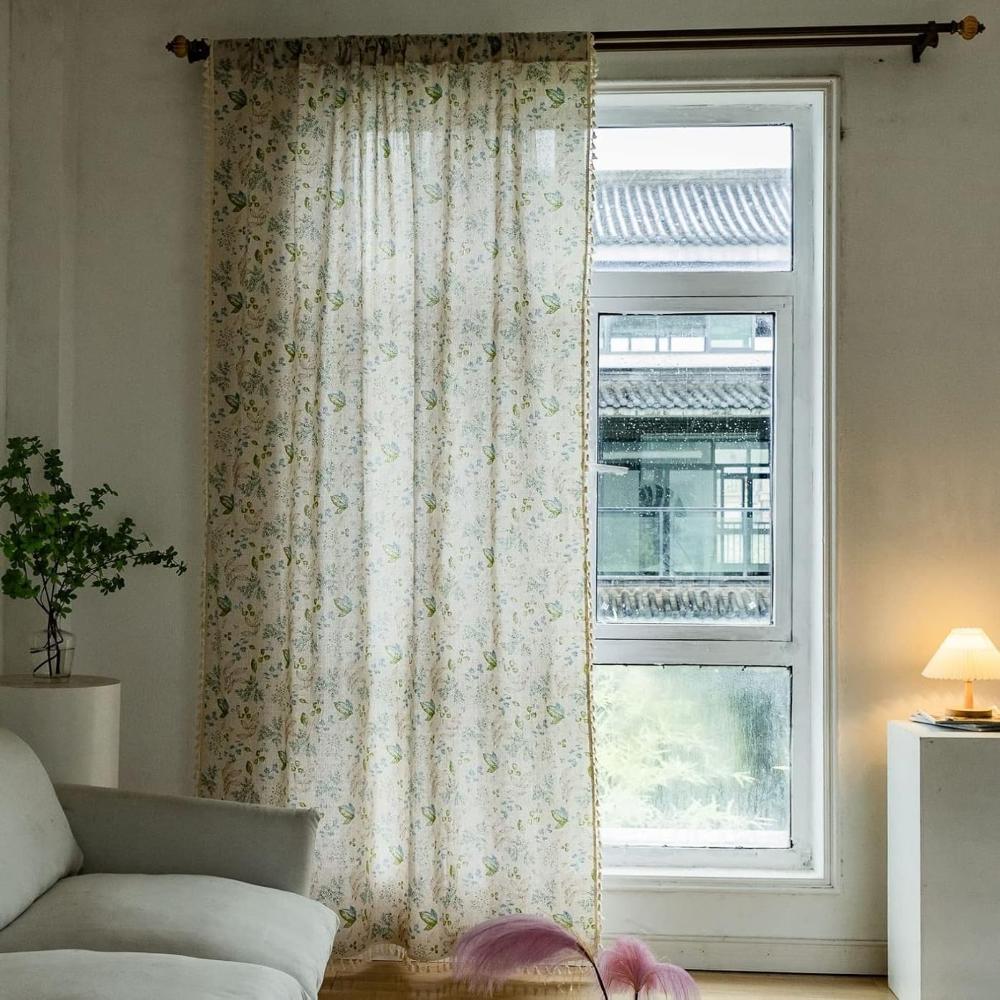 BlumenHauch: Tenda in stile Boho con motivo floreale – decorativa e funzionale per soggiorno e sala da pranzo