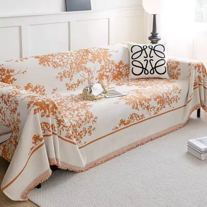 Blumenfeld: Copertura per divano in design chenille con texture floreale e comfort accogliente – per divano e soggiorno