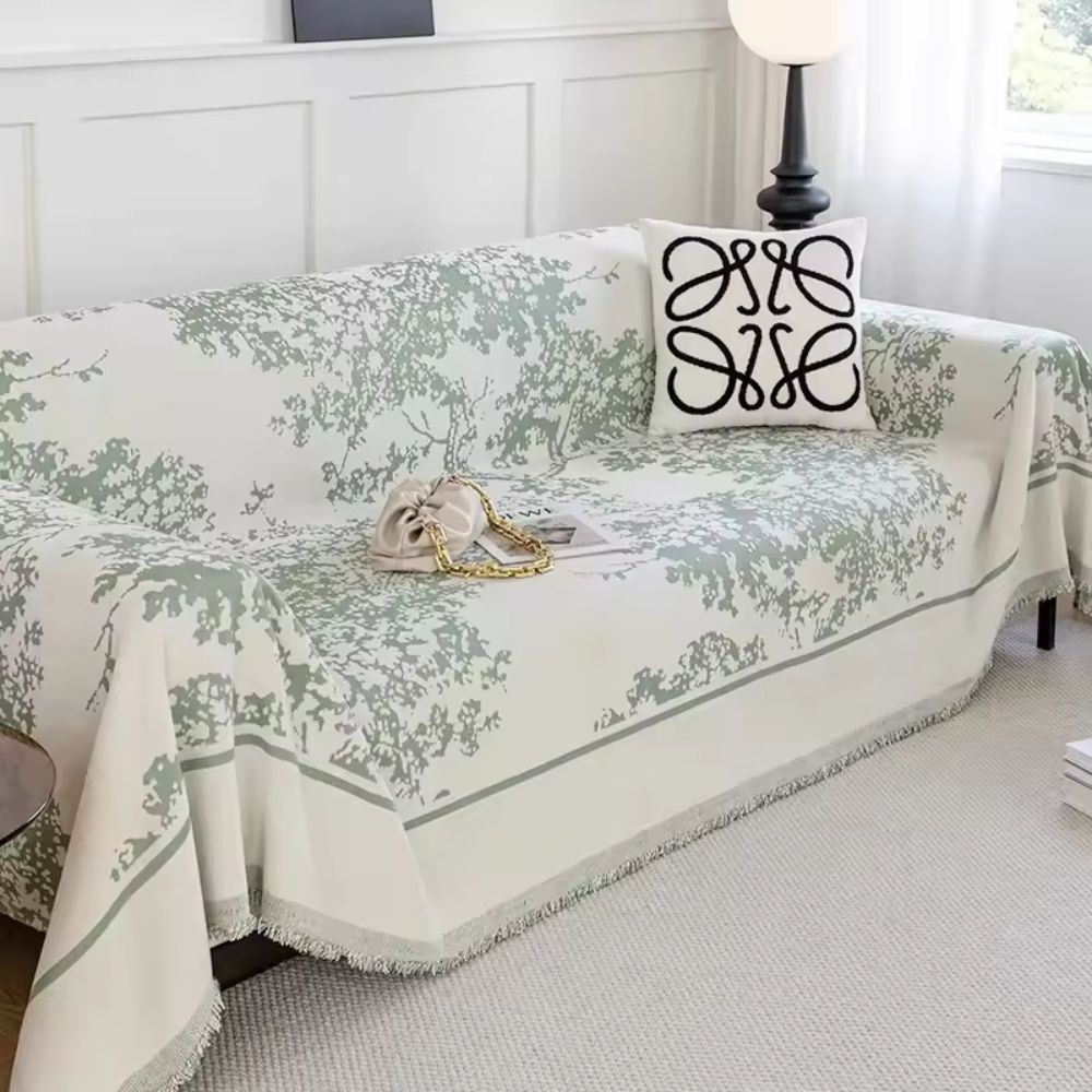 Blumenfeld: Copertura per divano in design chenille con texture floreale e comfort accogliente – per divano e soggiorno