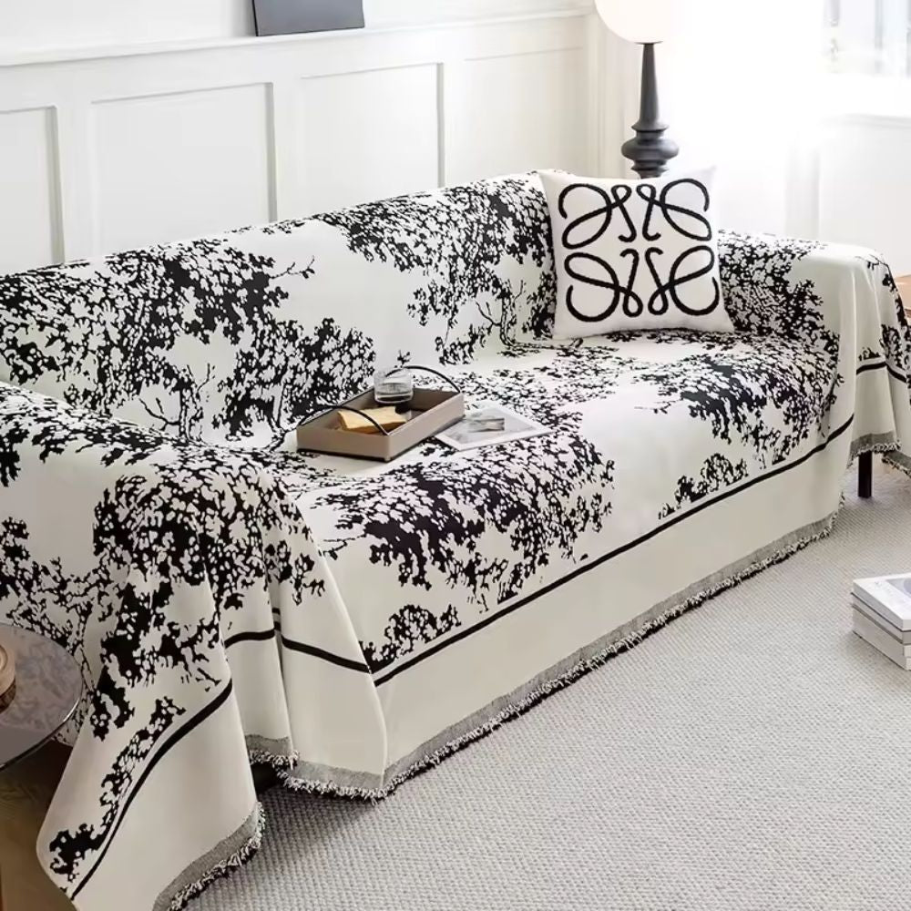Blumenfeld: Copertura per divano in design chenille con texture floreale e comfort accogliente – per divano e soggiorno