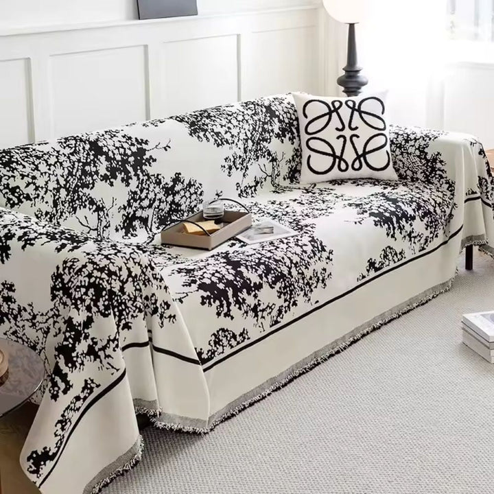 Blumenfeld: Copertura per divano in design chenille con texture floreale e comfort accogliente – per divano e soggiorno