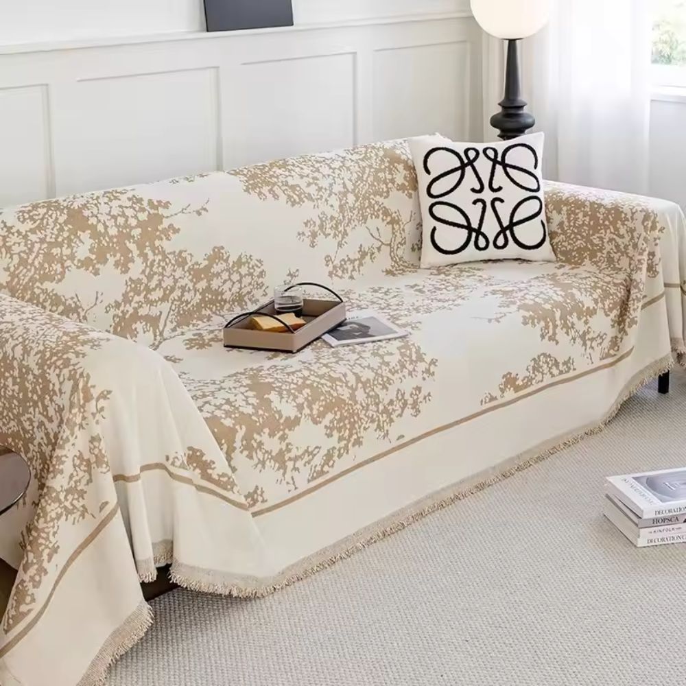 Blumenfeld: Copertura per divano in design chenille con texture floreale e comfort accogliente – per divano e soggiorno