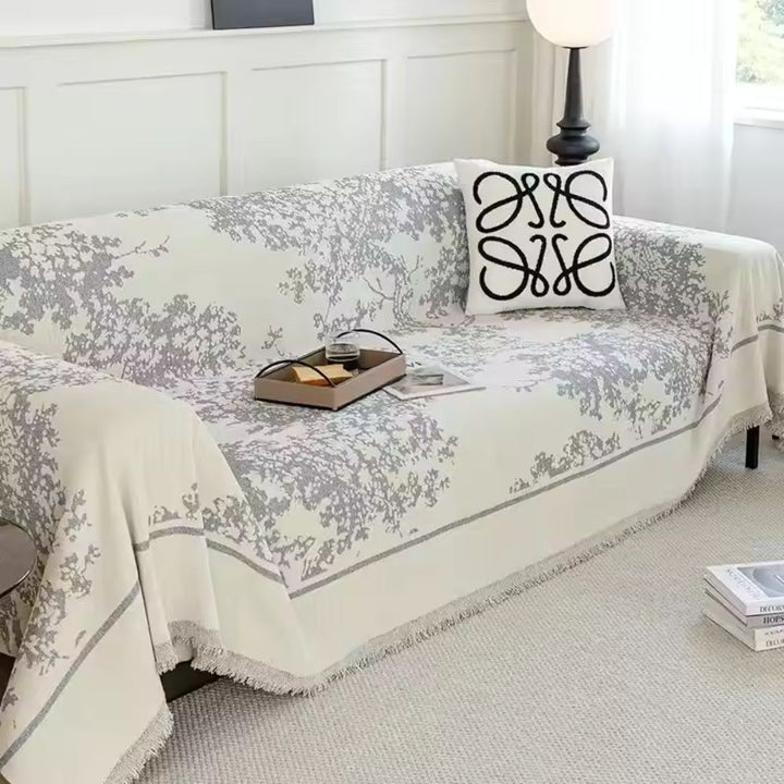 Blumenfeld: Copertura per divano in design chenille con texture floreale e comfort accogliente – per divano e soggiorno
