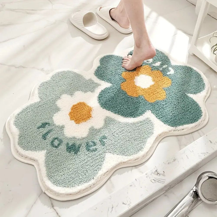 BlütenHeim: Tappetino da bagno antiscivolo con design floreale – Morbido, Assorbente &amp; Lavabile
