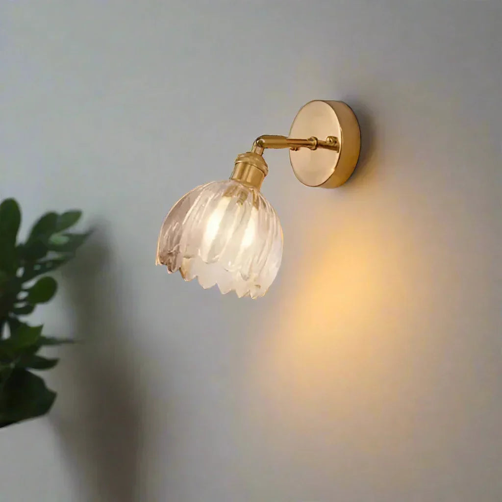 BlütenLicht: Applique Vintage a Tulipano in Vetro – Lampada da Parete Retro per Soggiorno e Camera da Letto