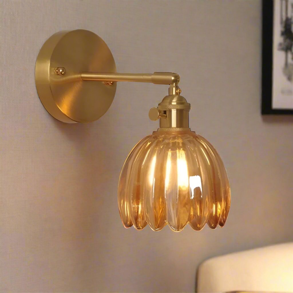 BlütenLicht: Applique Vintage a Tulipano in Vetro – Lampada da Parete Retro per Soggiorno e Camera da Letto