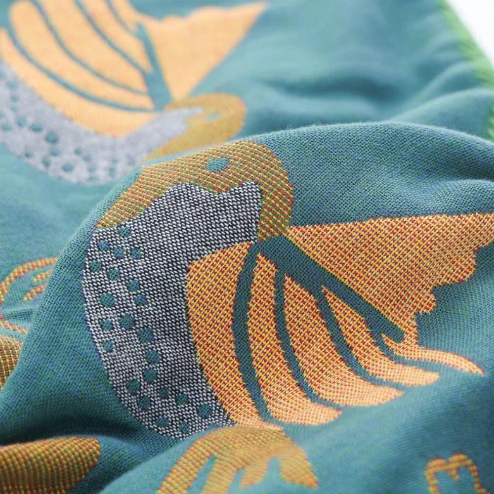 BlütenVogel: Fodera per cuscino in cotone in stile Boho con motivi floreali e di uccelli (set da 2)