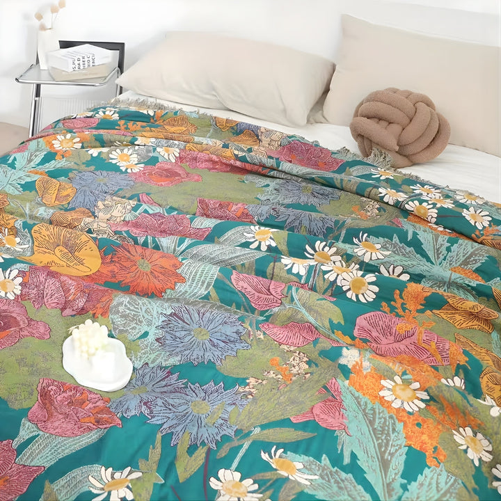 Coperta Bohemien a Patchwork con Frange