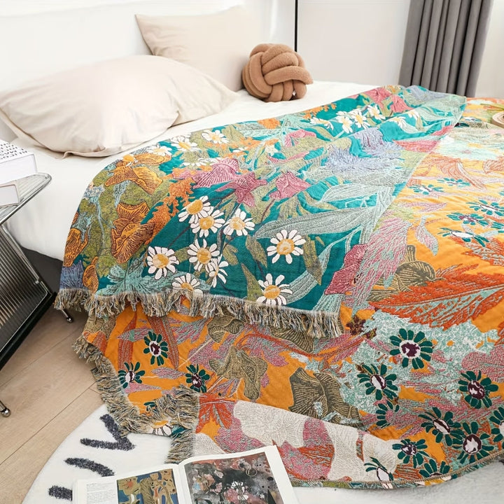 Coperta Bohemien a Patchwork con Frange