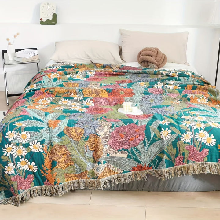 Coperta Bohemien a Patchwork con Frange