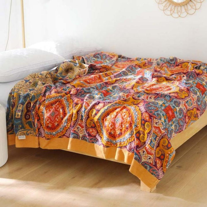 BohoChill: Coperta Boho – Coperta in cotone reversibile per divano e letto